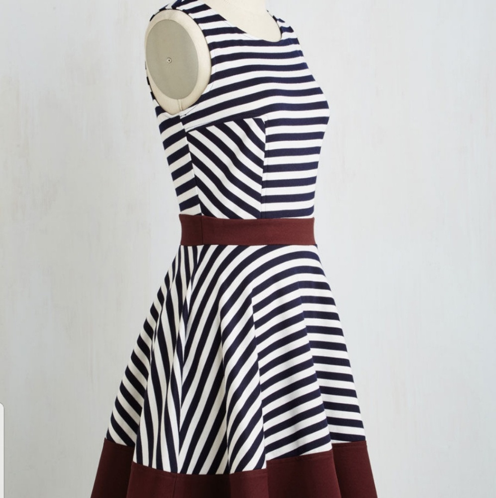 black white and maroon striped dress